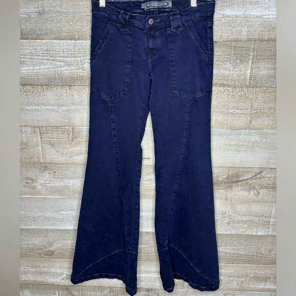 BH-2000 vintage 2-4 Y2K 2000s low rise wide leg flare bell bottom jeans - Picture 1 of 10